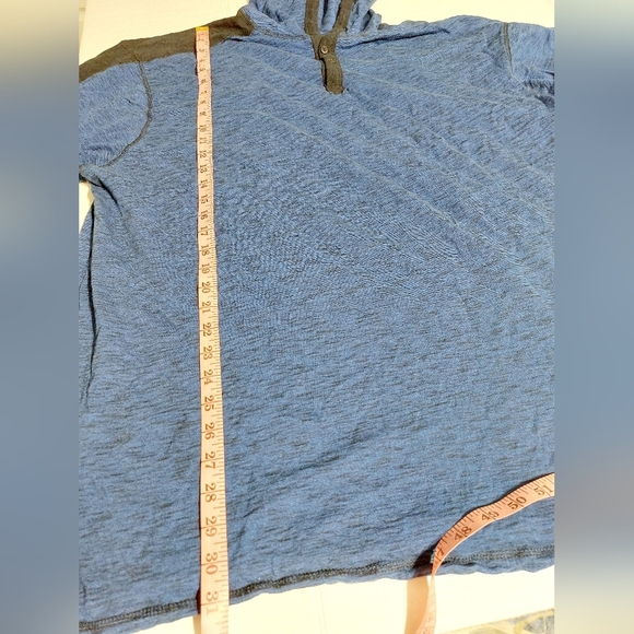⭐️3/$15 Modern Culture 4X Long Sleeve 100% Cotton Blue and Black Hooded Shirt - Picture 9 of 10